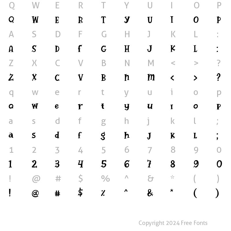 Character Map of Theola Kids Regular