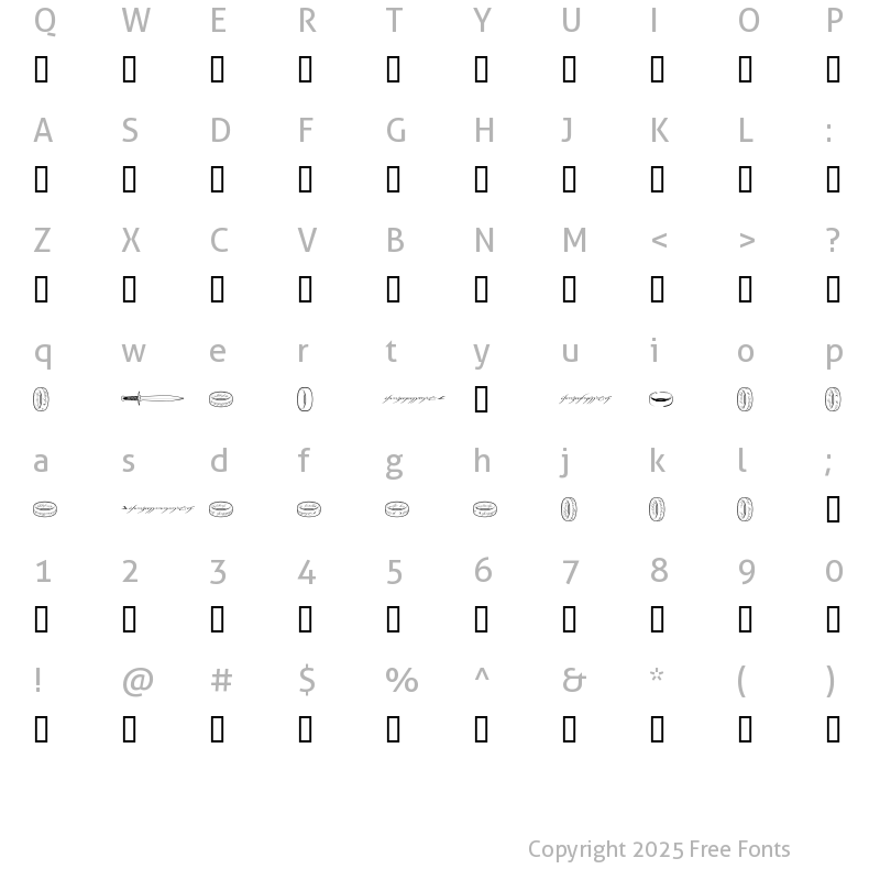 Character Map of TheOneRing Regular