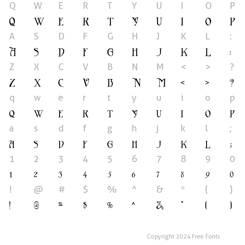 Character Map of Theophilus Regular