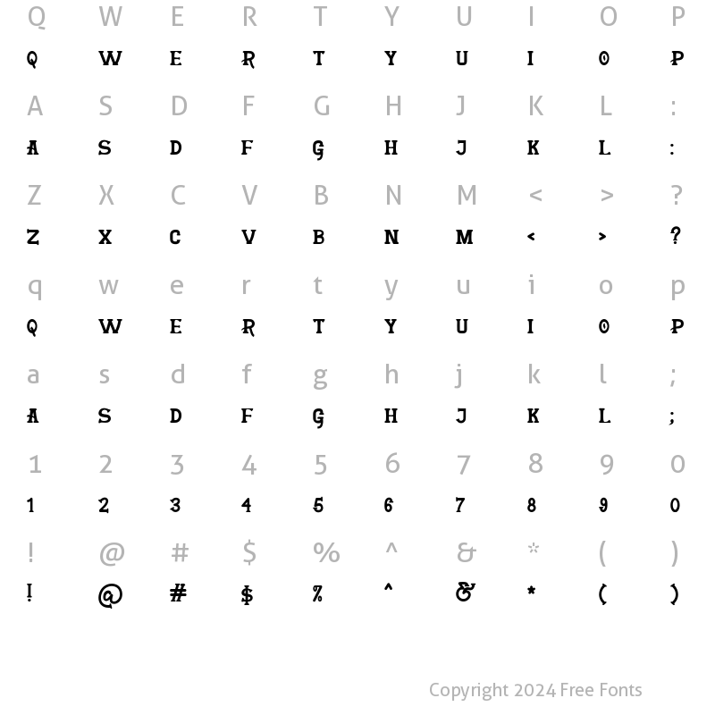 Character Map of THEPOTTER OTLINE Regular