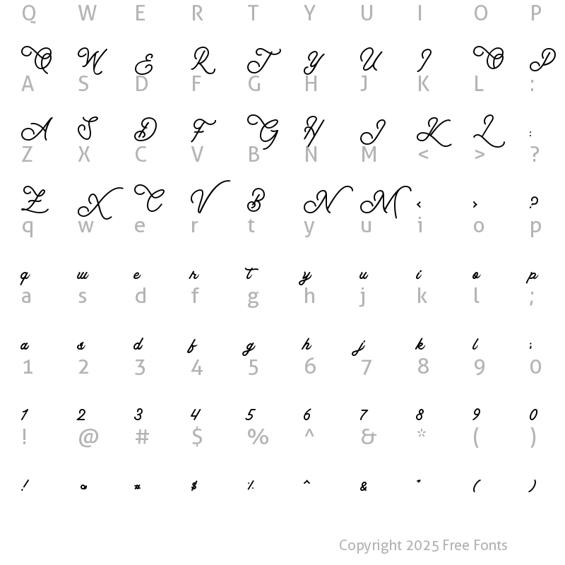 Character Map of Thequilla Regular