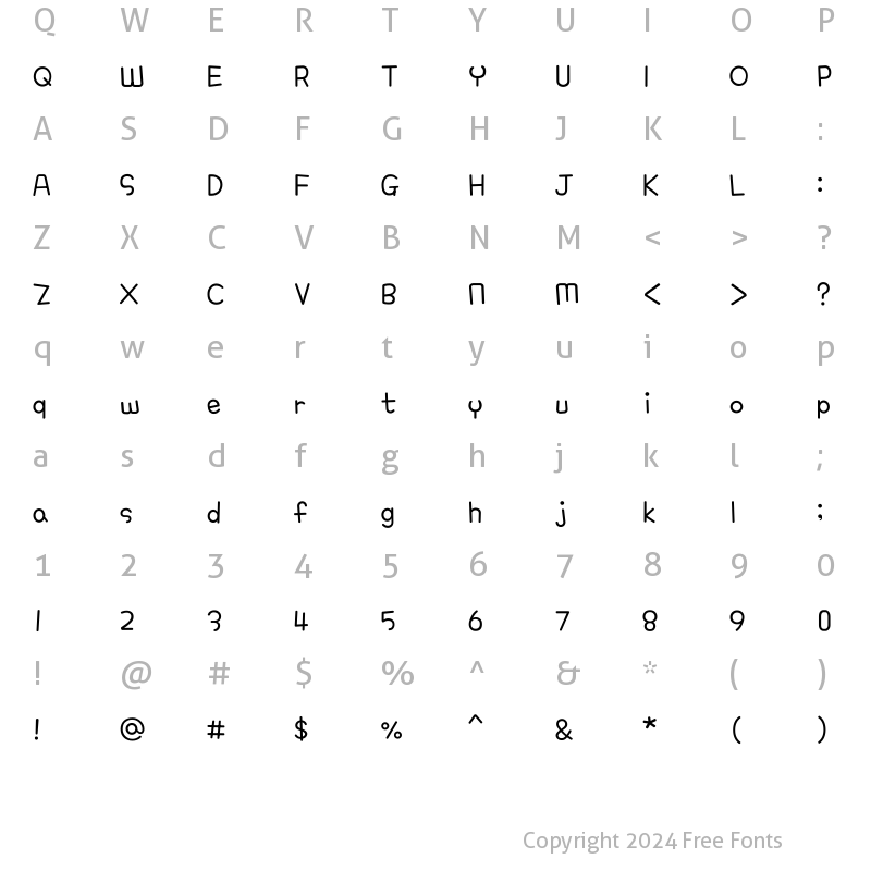 Character Map of THERain Regular