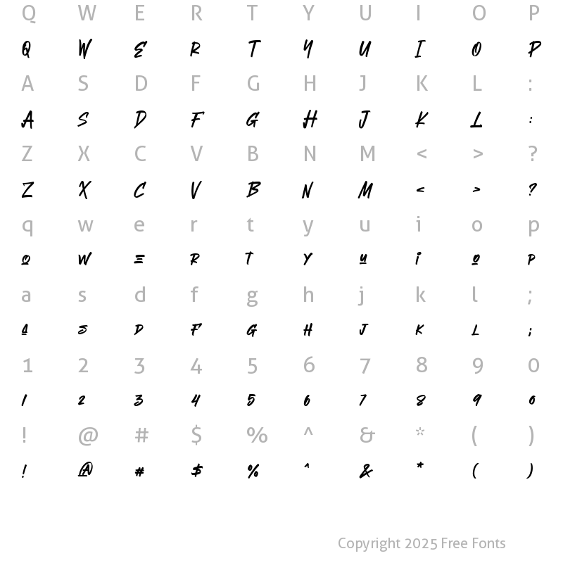 Character Map of Therhog Regular