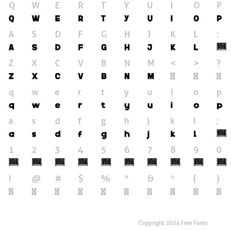 Character Map of Therok Bold Personal