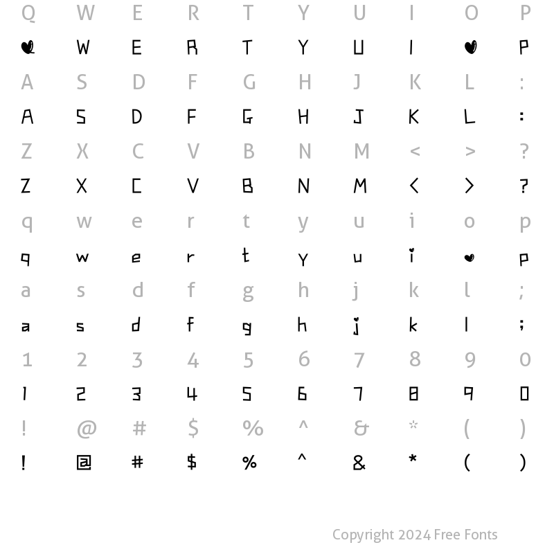 Character Map of THESmall Regular