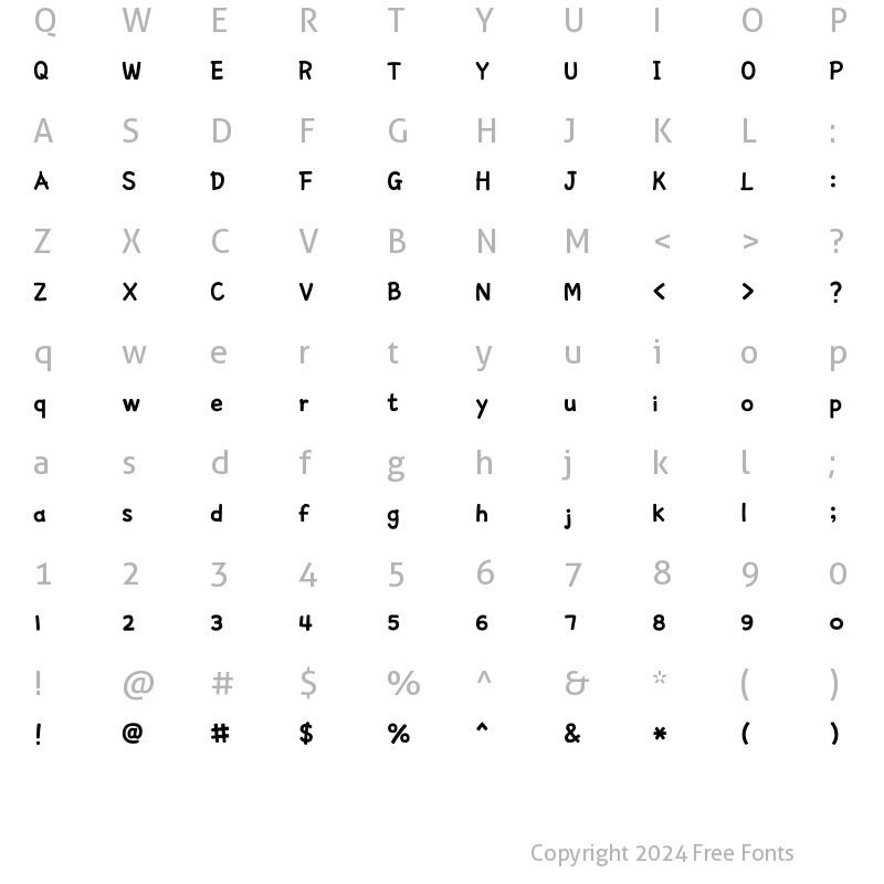 Character Map of THEWhiteworld Regular