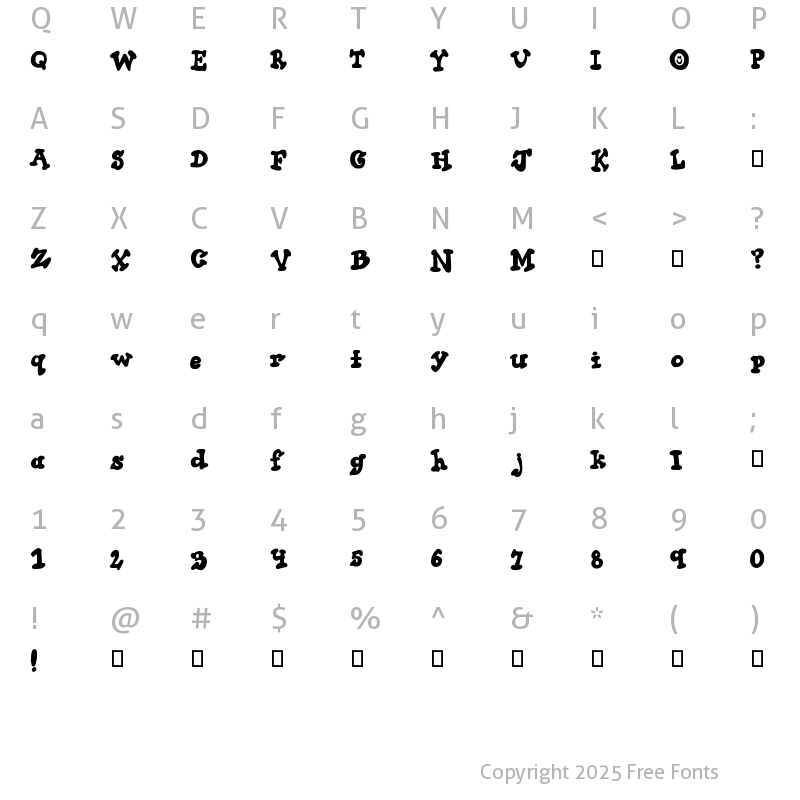 Character Map of Thick Chocolate Regular