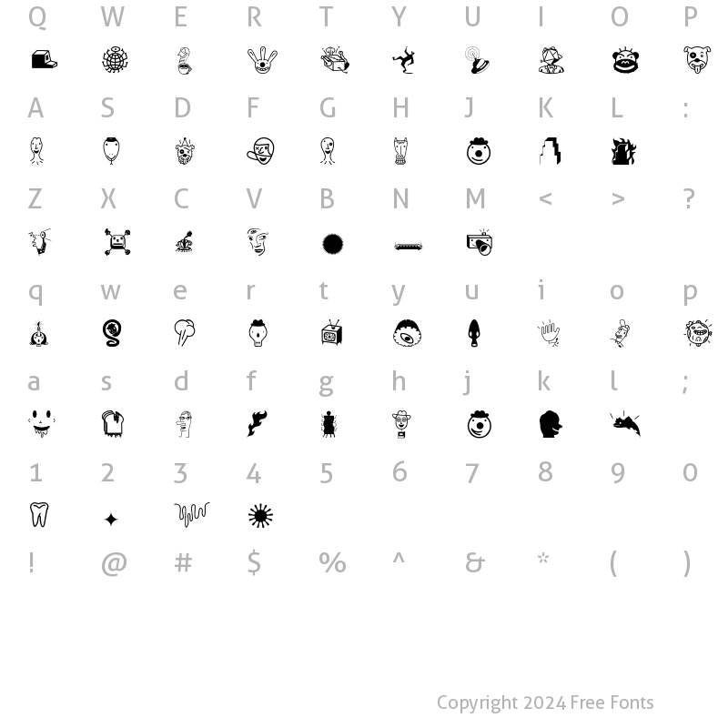 Character Map of Thingbat One Regular