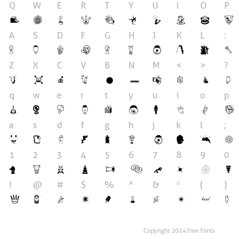 Character Map of Thingbat Regular