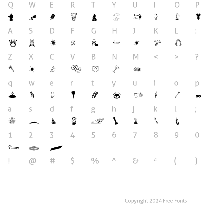 Character Map of Thingbat Two Regular