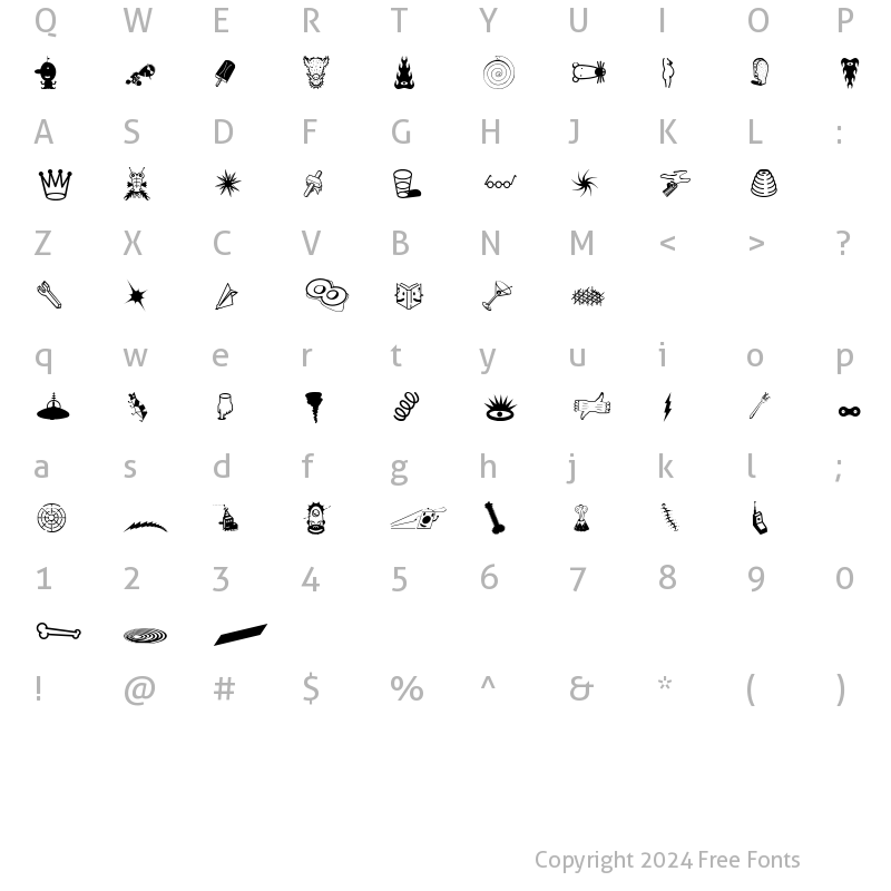 Character Map of ThingbatTwo Regular