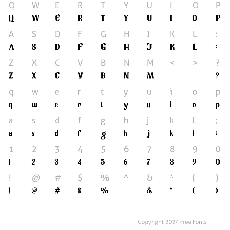 Character Map of Thingle Regular