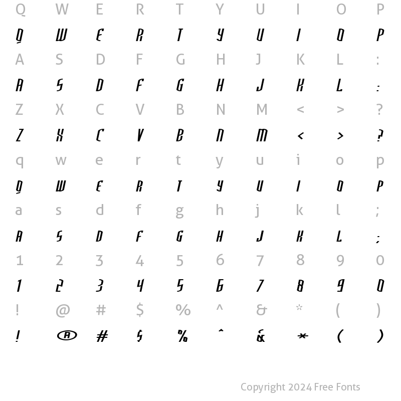 Character Map of ThirdGeneration Italic