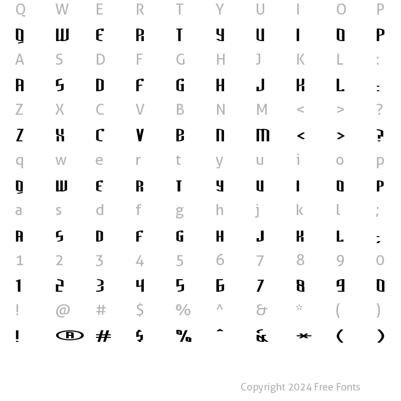 Character Map of ThirdGenerationExtended Regular