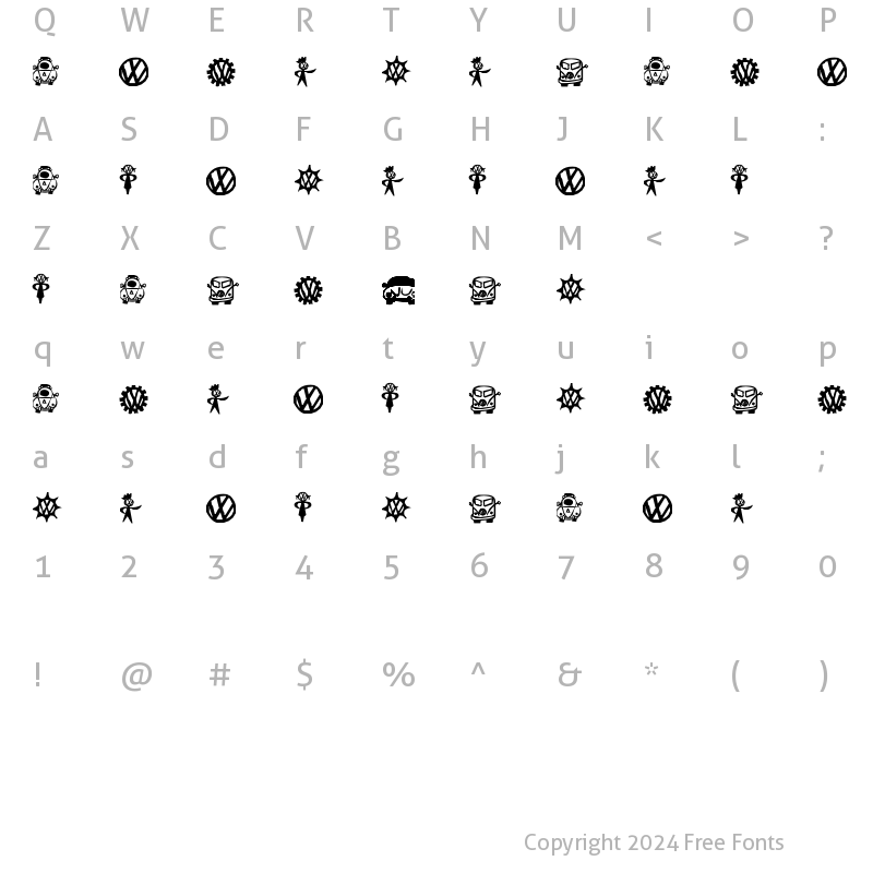 Character Map of Thirteen Hundred Regular