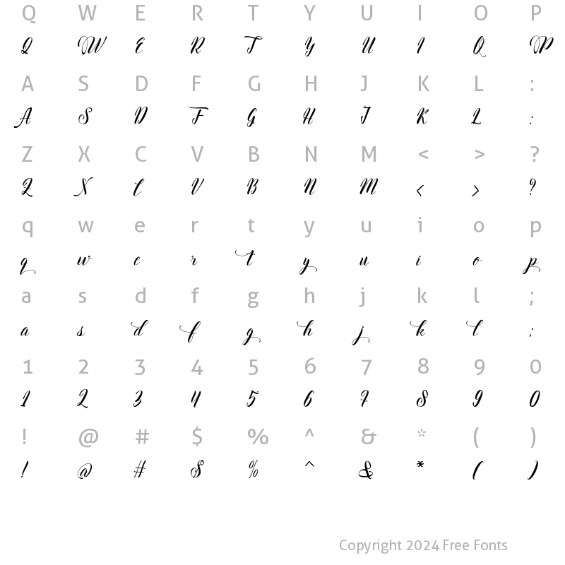 Character Map of Thirteenth Alt1 Regular