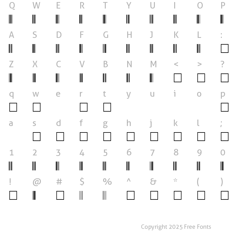 Character Map of ThirtyNineSSK Regular