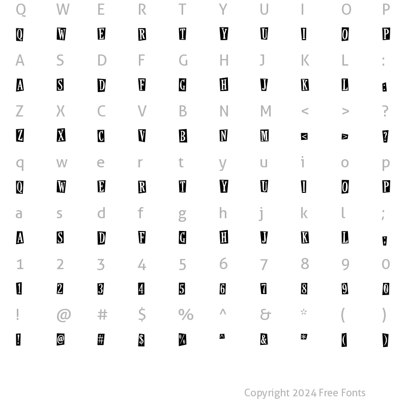 Character Map of This Holiday Season Negative