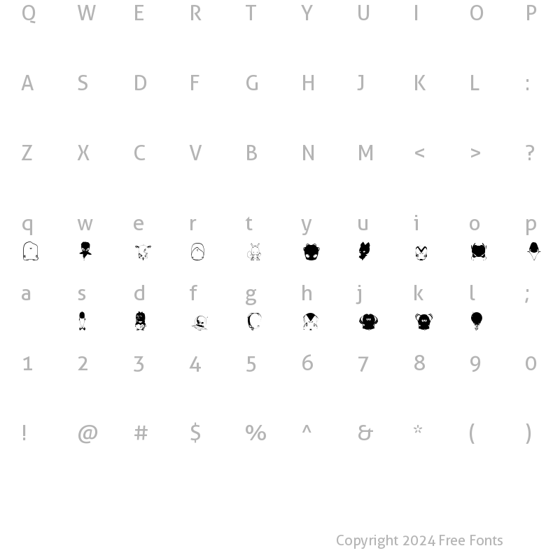 Character Map of thomas Regular