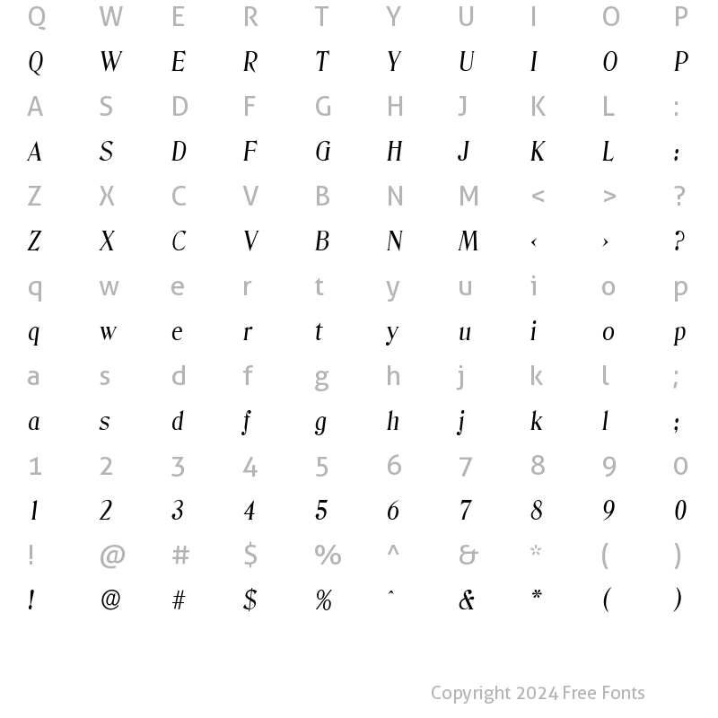 Character Map of ThomasBecker Italic