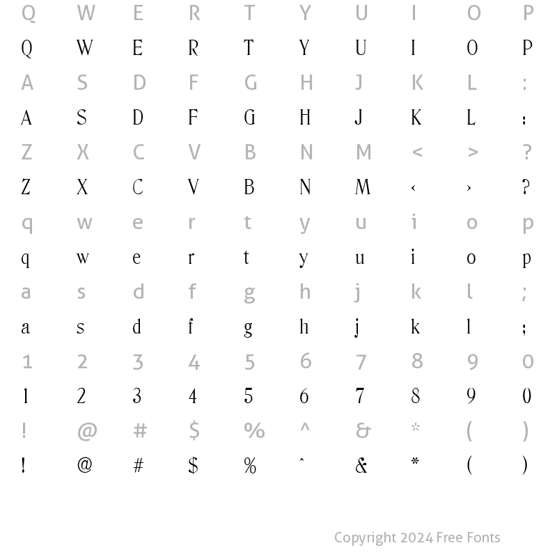 Character Map of ThomasBecker-Light Regular