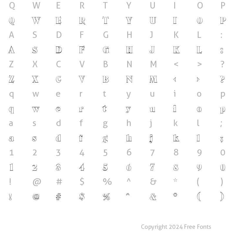 Character Map of ThomasBeckerOutline-Black Regular