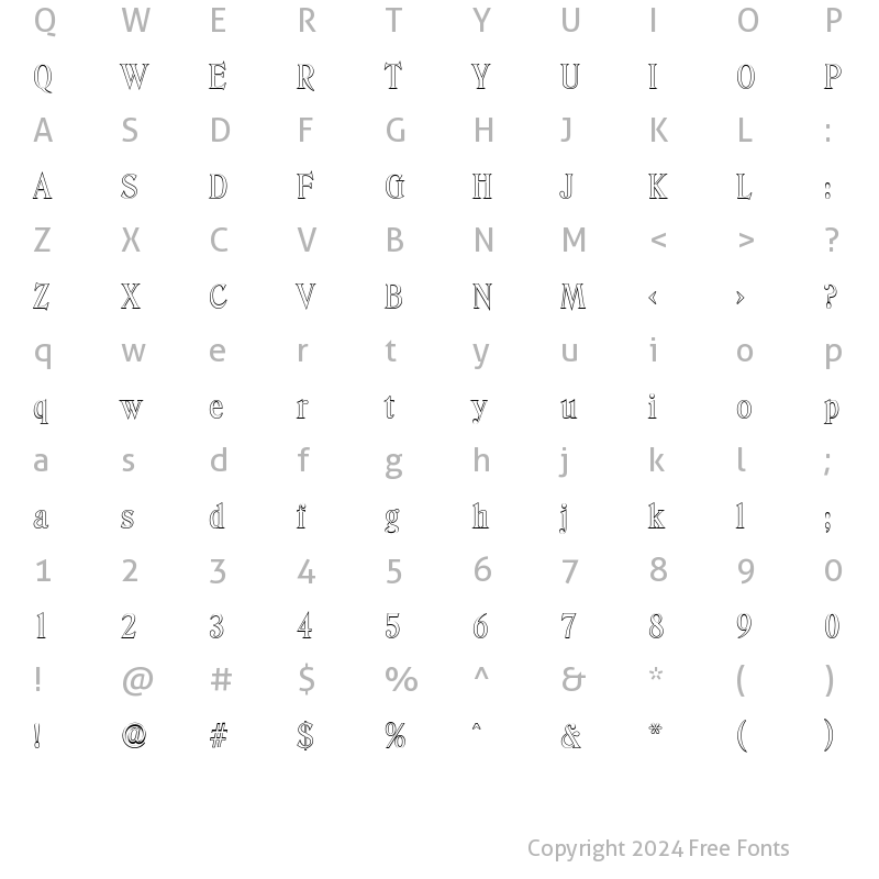 Character Map of ThomasBeckerOutline Regular