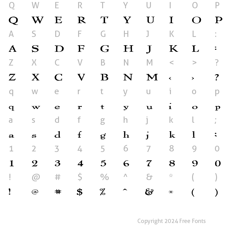 Character Map of ThomasPaineExtended Regular