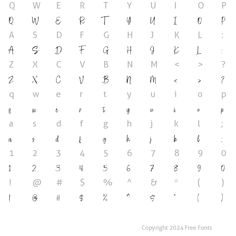 Character Map of Thomastane Regular