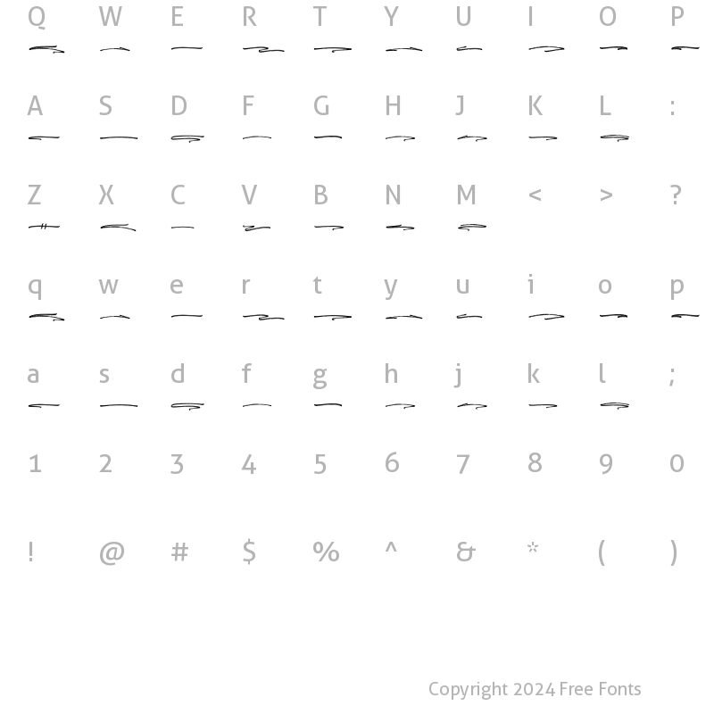 Character Map of Thomastane Swashes Regular