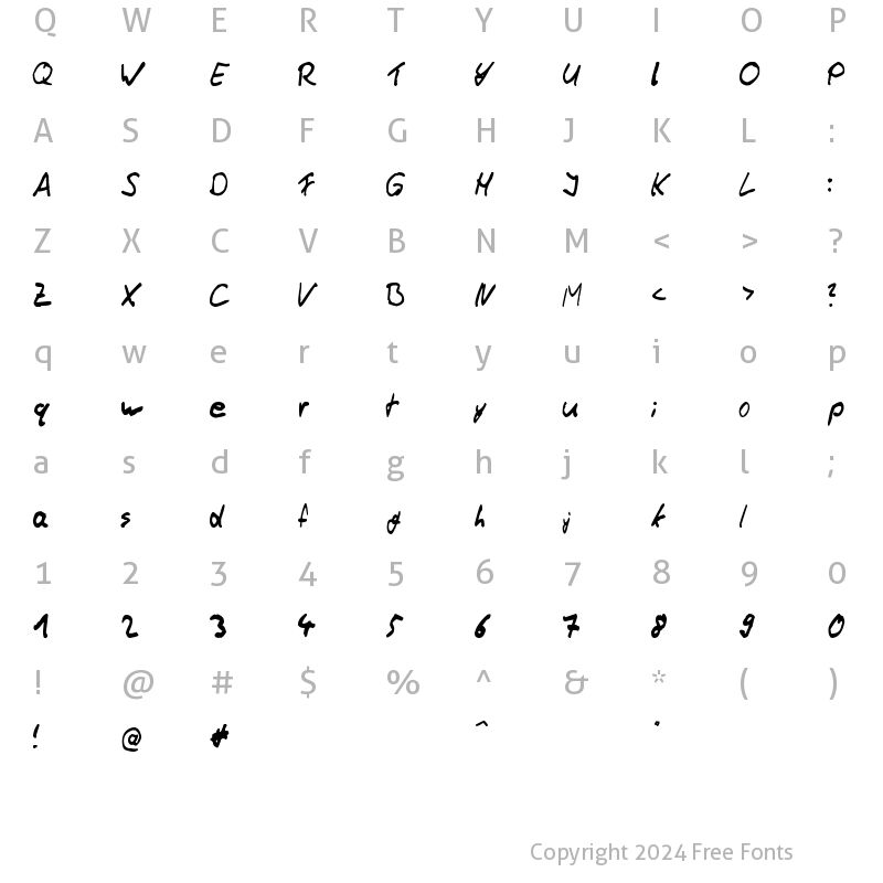 Character Map of Thommy Handwrite Regular