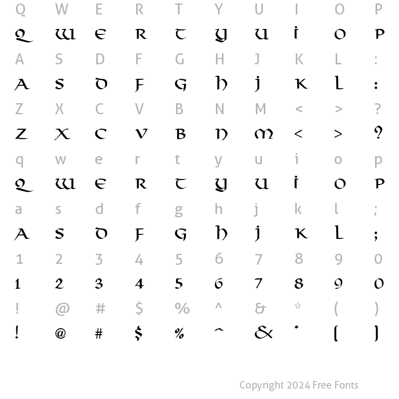 Character Map of Thong DB Regular