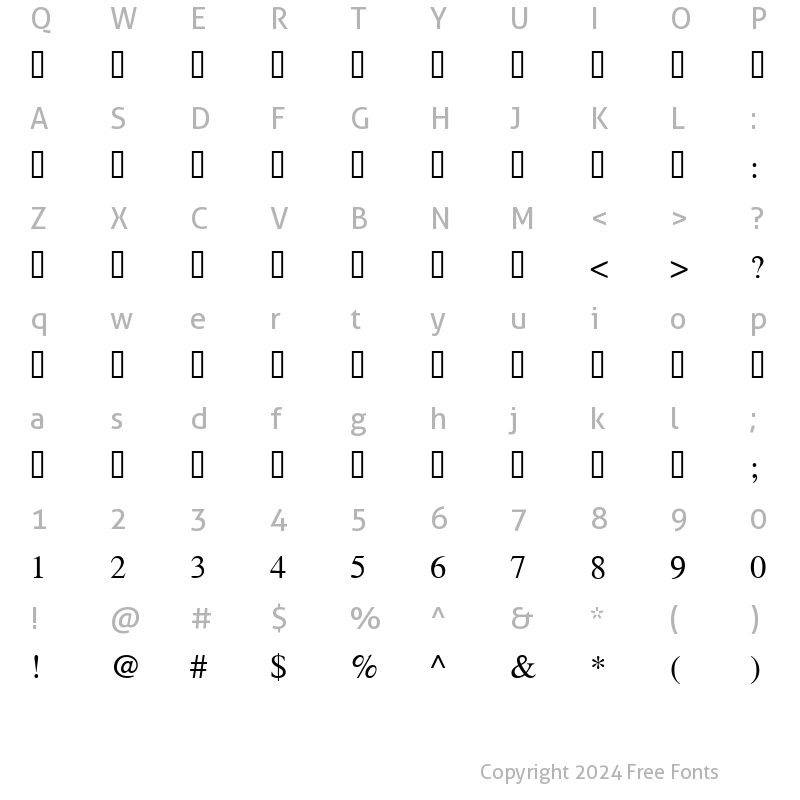 Character Map of ThoolikaTraditionalUnicode Regular