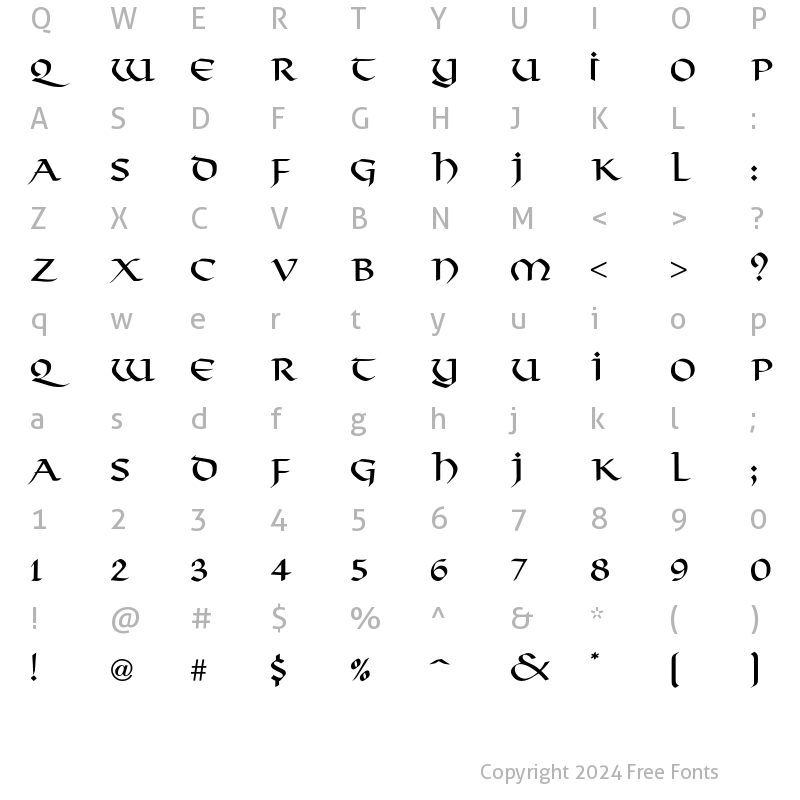 Character Map of Thor Font Regular