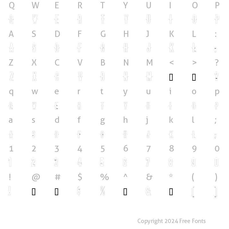 Character Map of ThornsExtendedOutline Regular