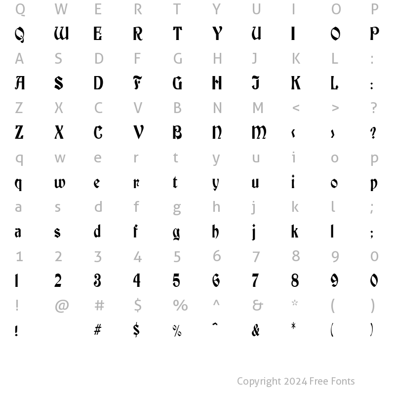 Character Map of ThorntonCondensed Regular