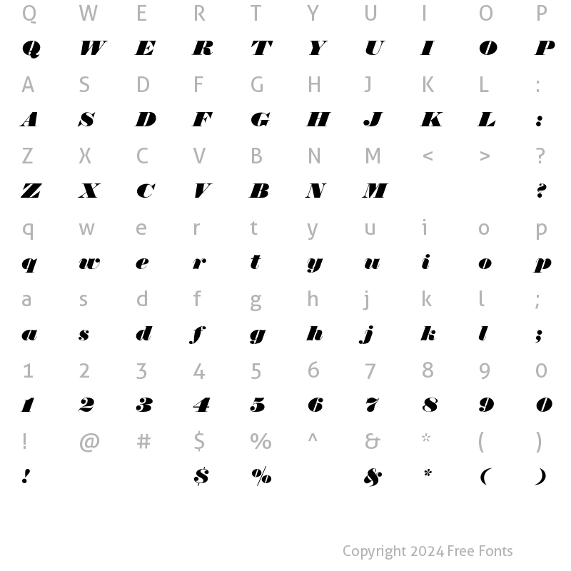 Character Map of ThorowgoodEF Regular Italic