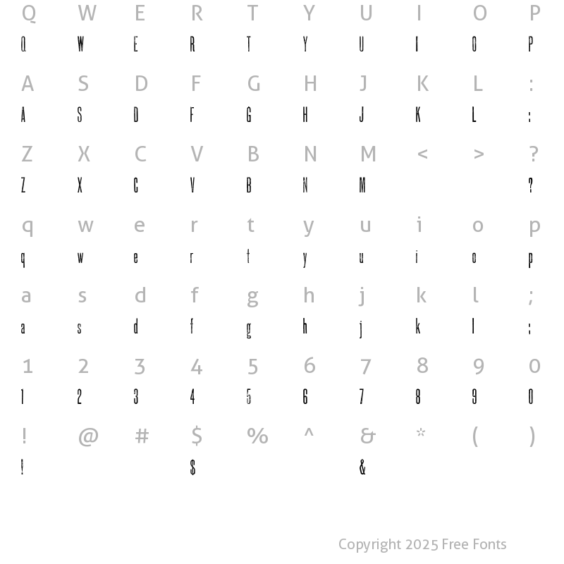 Character Map of Thousandsticks WF Regular