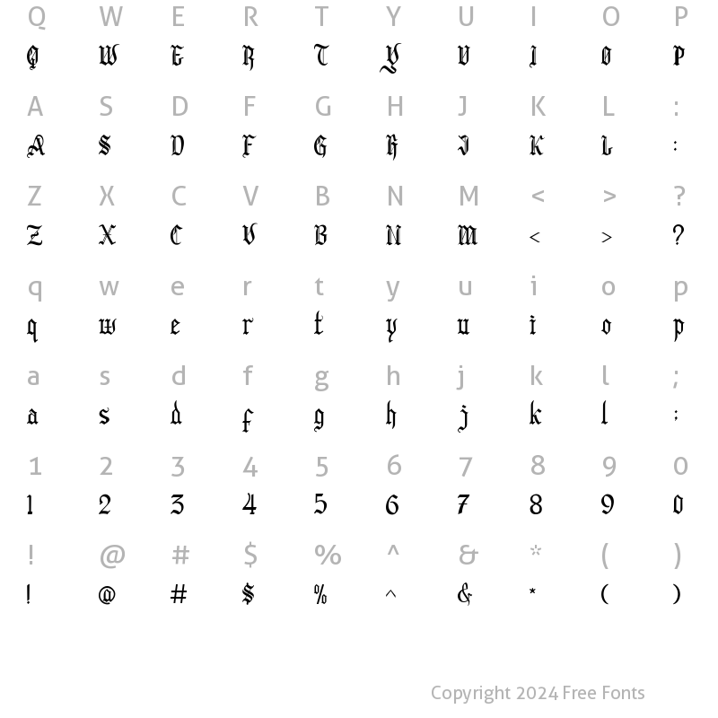 Character Map of Three Clover Regular