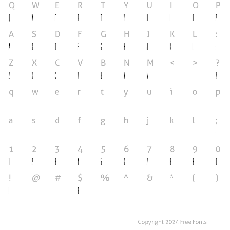 Character Map of ThreeDeeCondo Regular