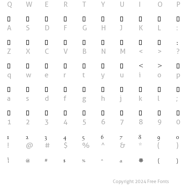 Character Map of Thuluth Alsmt7017 Regular