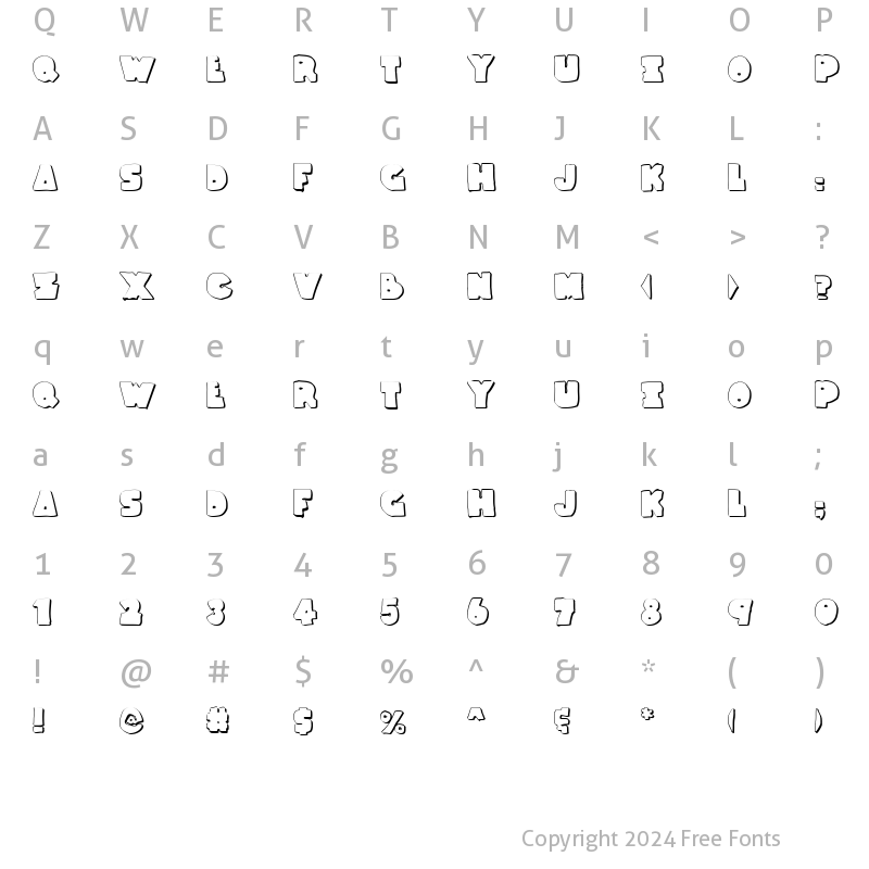 Character Map of Thunder Thighs Shadow Regular