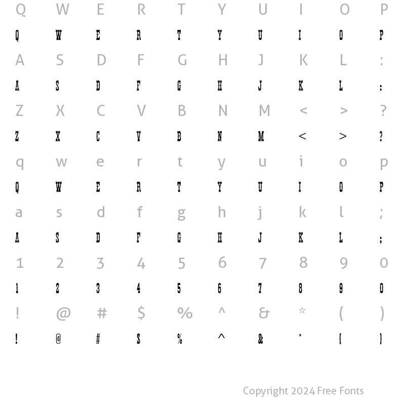 Character Map of Thunderbird Becker Ext Cond Regular