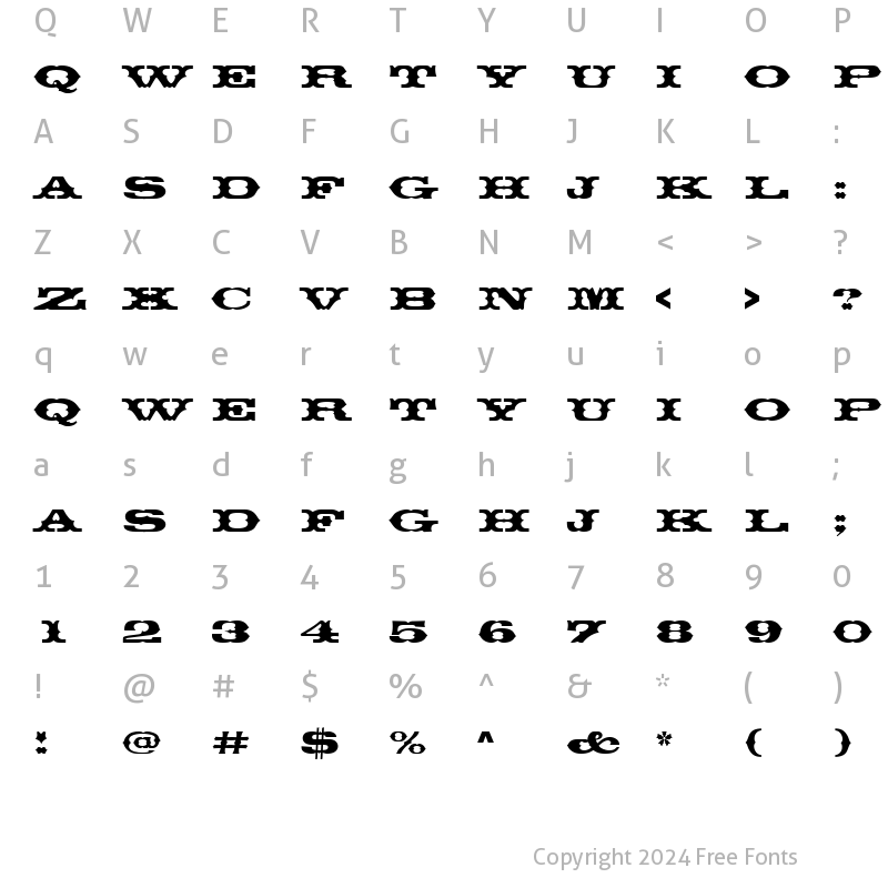 Character Map of Thunderbird Becker Regular