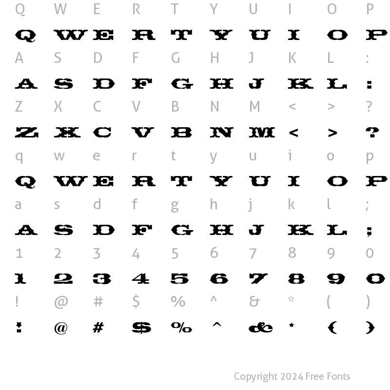 Character Map of Thunderbird BT Regular