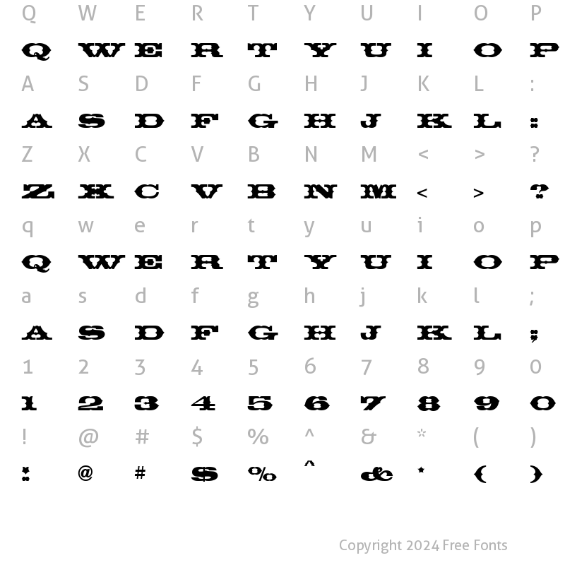 Character Map of Thunderbird ICG Regular