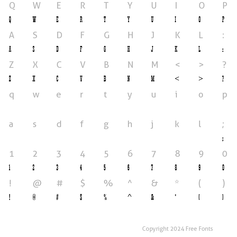 Character Map of ThunderbirdEF-ExtraCondensed Regular