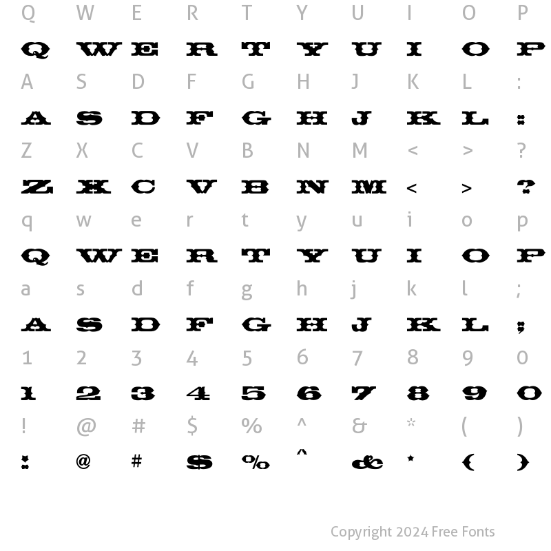 Character Map of ThunderbirdICG Regular