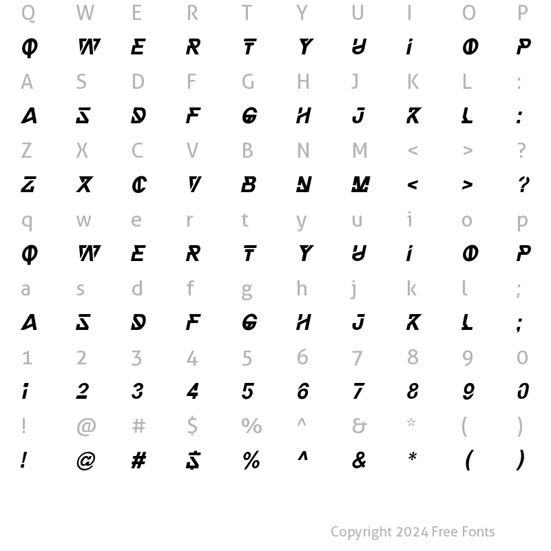 Character Map of THUNDERBLACK Italic