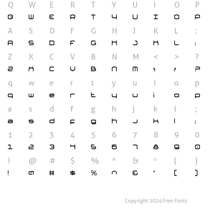 Character Map of Thundergod Condensed Condensed